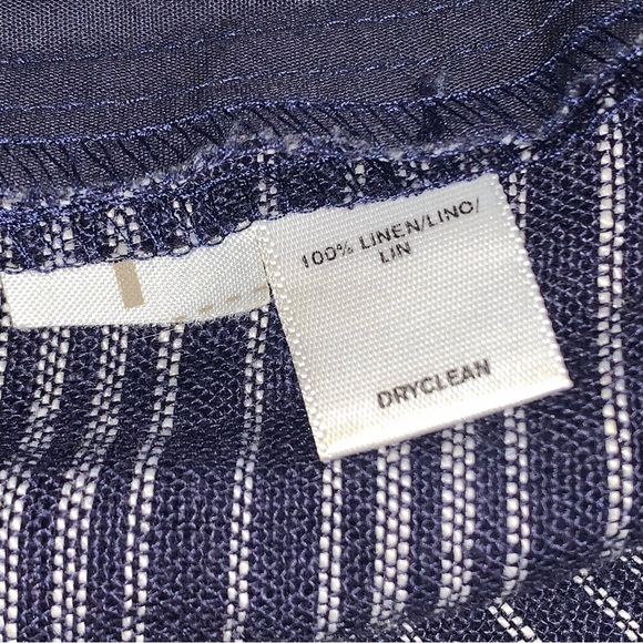 Women’s 4 LOFT Navy Blue White 100% Linen Shorts Zip Fly Smooth Front Pockets EC - Picture 10 of 11